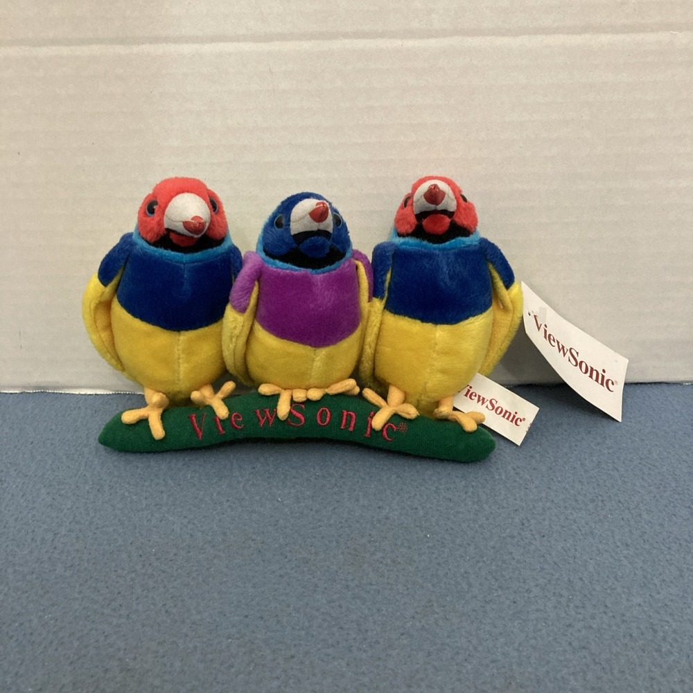 NWT ViewSonic Colorful Gouldian Finches Mascot 8" Wide (wing to wing) Plush